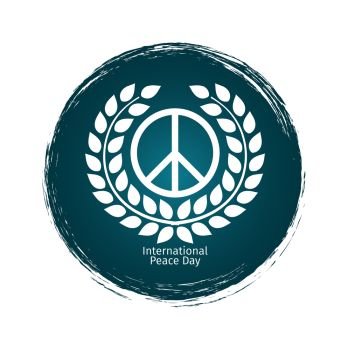International peace day emblem design with grunge effect, vector illustration. Peace day emblem with grunge