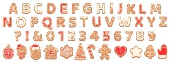 Gingerbread alphabet. christmas cookies and biscuit letters for xmas holiday message. pastry gingerbread english childish font Vector set abc christmas, sweet typeface gingerbread illustration. Gingerbread alphabet. christmas cookies and biscuit letters for xmas holiday message. pastry gingerbread english childish font Vector set