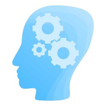 Ai gear brain icon. Cartoon of ai gear brain vector icon for web design isolated on white background. Ai gear brain icon, cartoon style