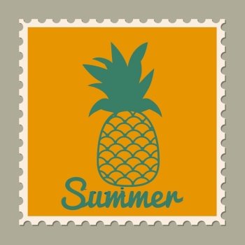 Postage stamp summer vacation pineapple. Retro vintage design. Postage stamp summer vacation Pineapple. Retro vintage design vector illustration isolated