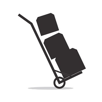Packages delivery with trolley. Vector icon