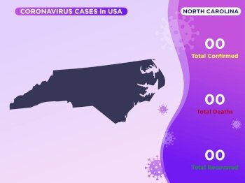 North Carolina Map Covid-19, Corona Virus Infographic Vector Template.