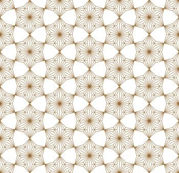 Japanese seamless geometric pattern .Gold silhouette lines.For design template,textile,fabric,wrapping paper,laser cutting and engraving.Fine lines.. Seamless geometric pattern based on japanese ornament kumiko .