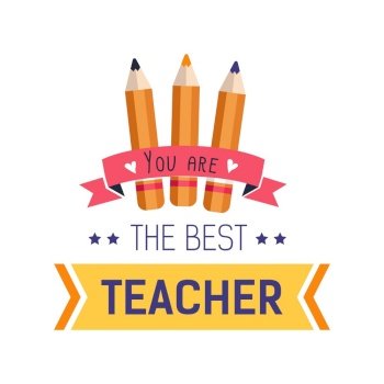 Color pencils isolated icon teachers day literacy and education vector writing school worker appreciation greeting emblem or logo professional holiday knowledge lesson and subject stationery. Teachers day isolated icon school worker appreciation