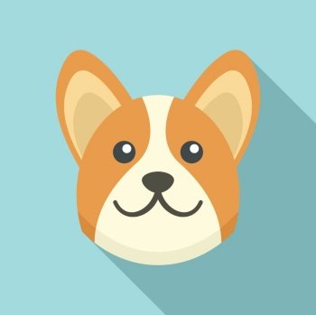 Corgi dog icon. Flat illustration of corgi dog vector icon for web design. Corgi dog icon, flat style