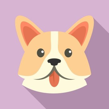 Sad corgi dog icon. Flat illustration of sad corgi dog vector icon for web design. Sad corgi dog icon, flat style