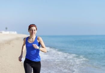 Woman Exercising On Beach ( running )