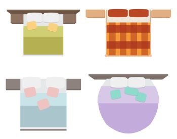 Set of flat illustrations beds with a view from the top. Vector element for your creativity and infographics. Set of flat illustrations beds with a view from the top. Vector 