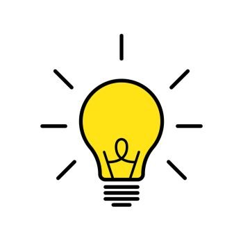 Lamp or bulb vector isolated icon. Vector illustration. Solution or ides symbol. Flat design illustration. Thinking concept. EPS 10