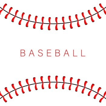Baseball ball stitches, red lace seam isolated on background. Baseball ball stitches, red lace seam isolated on background.