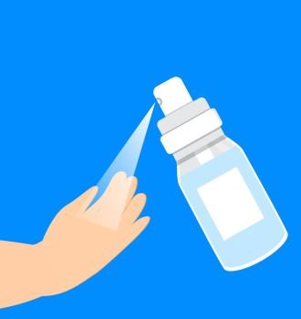 Hand sanitizer application vector. Personal hygiene dispenser, infection control symbol. Antivirus protection illustration. Gel is dropping on hand.. Hand sanitizer application vector. Personal hygiene dispenser, infection control symbol. Antivirus protection illustration. Gel is dropping