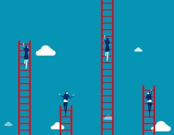 Business team climbs to the ladder. Concept business vector illustration.