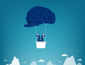 Brain Balloon. Business team and searching. Concept business vector illustration.
