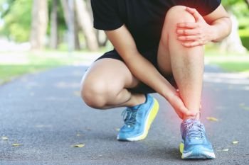 Runners have a severe leg pain caused by an accident during a physical test.
