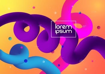 Abstract curve line shape. Fluid design on colorful background
