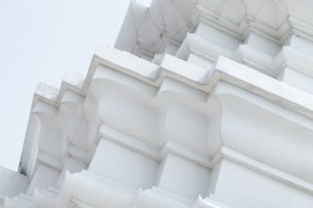 Beautiful architectural details, white buddhist buildings