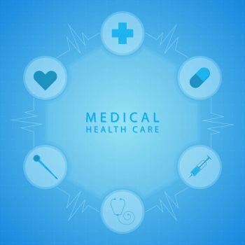 Medical health care banner geometric hexagon design icon style with space. vector illustration. 