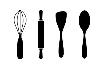 Kitchen utensils tools icon set. Vector eps10
