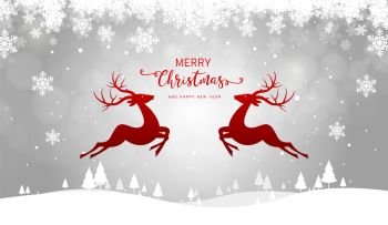 merry Christmas and happy new year invitation card, reindeer	