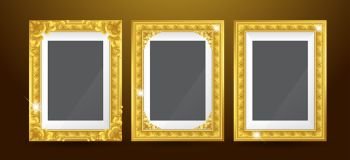 set of gold photo frame. luxury vector design