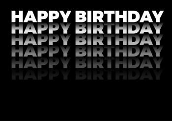 the word happy birthday in repetitive form, vector text in black background