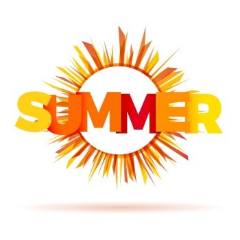 Vector icon sun with text, summer concept
