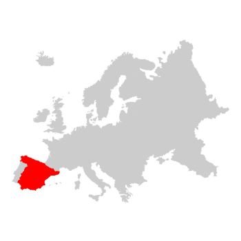 Spain on map of europe