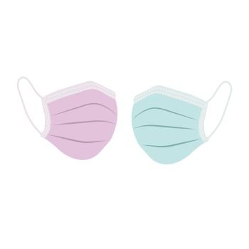 two color medical masks in isolated vector