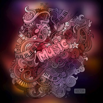 Vector hand drawn doodles musical art paint background. Vector doodles musical art paint background