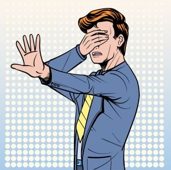 Businessmen refuse to agree. Not OK. People disagree. Illustration vector. On pop art comics style.