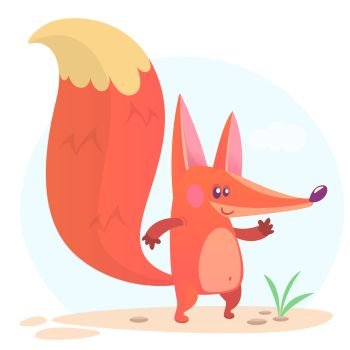 Cartoon fox character. Vector illustration of fox isolated