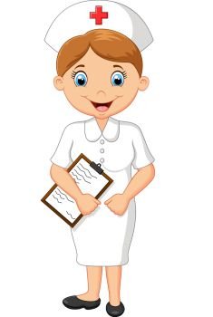 Cartoon smiling nurse holding clipboard 