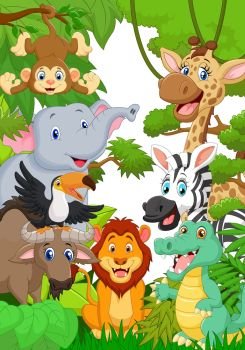 Collection animal safari in the jungle 