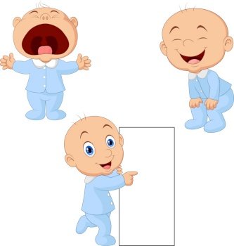 Cartoon baby boy with different poses