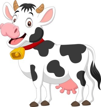 Cartoon happy cow isolated on white background