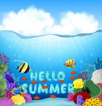 Summer background with tropical fish