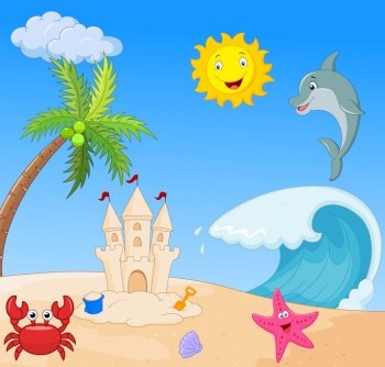 Summer beach cartoon