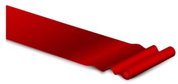 Classic rolling red carpet on white background