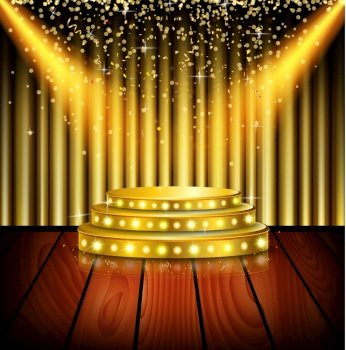 Empty stage with shining spotlight background.vector