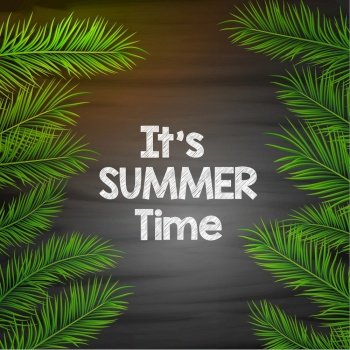 Vector illustration of It's summer time background with palm leaves