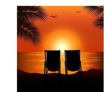Tropical beach at sunset. Vacation and Tourism concept