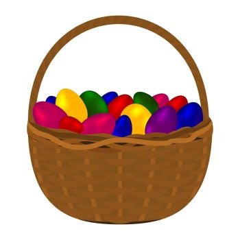 Multicolored colorful eggs for happy easter in a basket. Multicolored colorful eggs for happy easter 