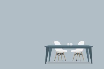two chairs table communication conversation concept background vector