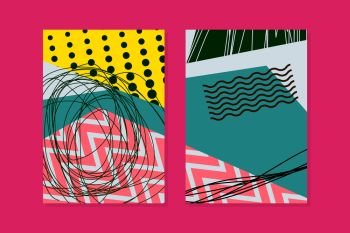 abstract background creative universal geometric cards doodle art header with different shapes and textures