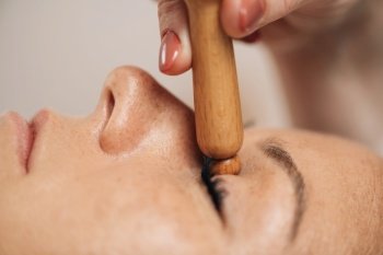 Face Lifting Maderotherapy – Massaging Eye Area with Wooden Stick Massager