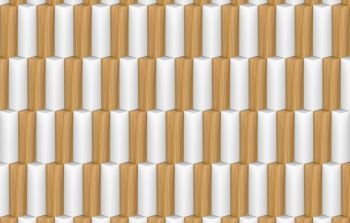 3d rendering. random modern minimal white and brown wood long cube stack wall texture design background.