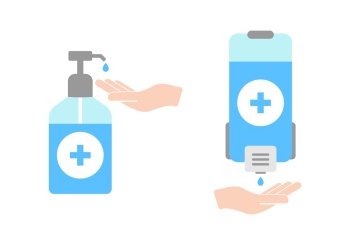 Hand sanitizer use for disinfection Vector illustration EPS 10. Hand sanitizer use for disinfection. Vector illustration EPS 10