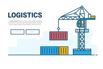 Landscape freight transport and logistics concept. 
design for landing page website. Thine Line art.