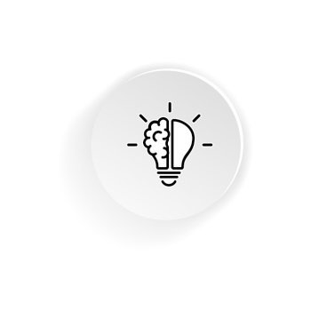 Half brain half bulb icon. Creative ideas concept. Vector on isolated white background. EPS 10.. Half brain half bulb line icon. Creative ideas concept. Vector on isolated white background. EPS 10