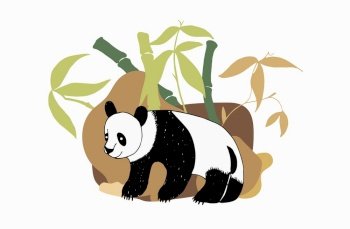 Beautiful panda bamboo illustration, great design for any purposes. Bamboo tree vector background. Wildlife character. Graphic abstract background. Animal wildlife background.
